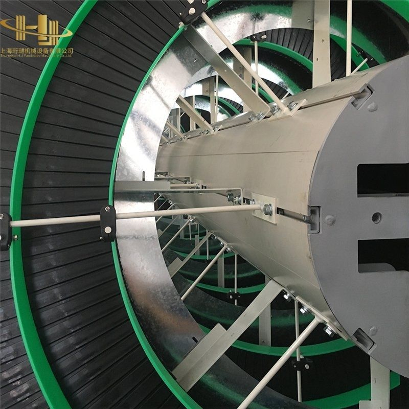 Vertical Spiral Lift Conveyor System for Box Transfer and Warehouse Line Operations