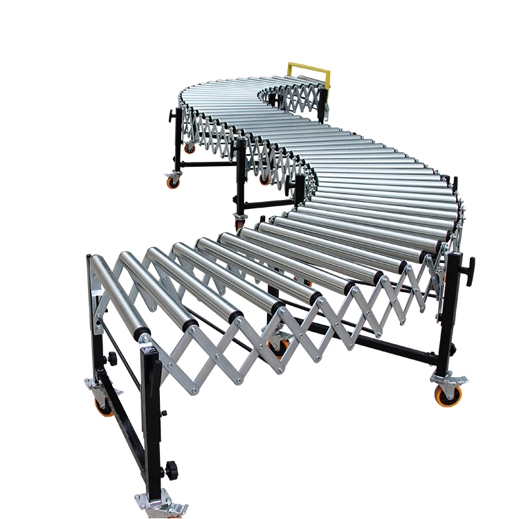 Liangzo Flexible Carbon Steel Conveyor Unpowered Expandable Roller Conveyor for Smooth Box Movement and Handling