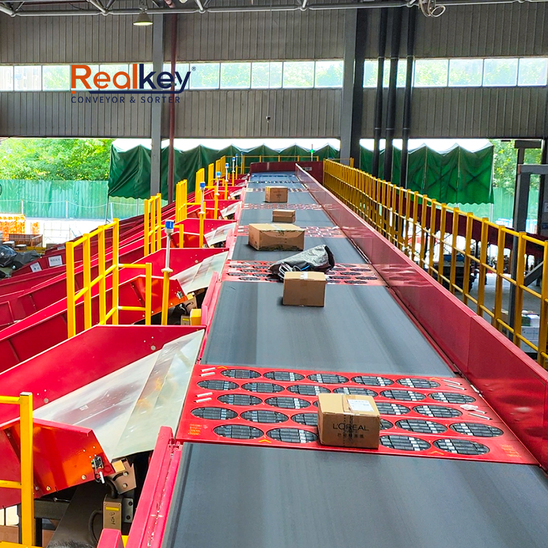 Swivel Wheel Sorter 50Kg Parcel Capacity High Speed Sorting Conveyor Modular Layout for Ecommerce Courier and 3PL Fulfillment
