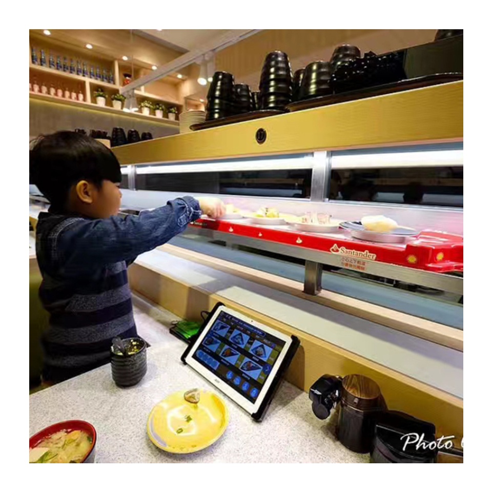 Smart Sushi Train Automated Food Delivery System AI-Powered Sushi Conveyor Food Serving Train