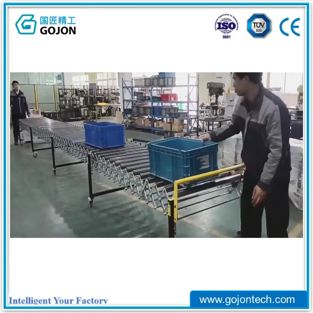 Adjustable Length Flexible Warehouse Loading Dock Unloading Logistics Sorting Expandable Durable Carbon Steel Drum Roll Industrial Telescopic Conveyor