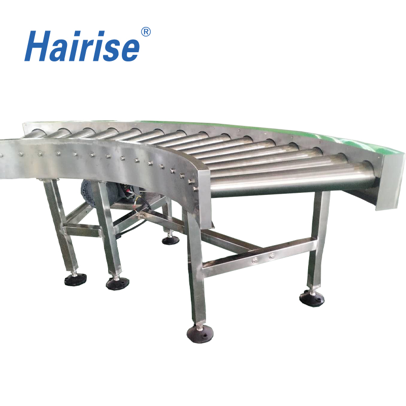 Hairise Powered Roller Conveyor System with 90 Degree Turning Wtih ISO&amp; CE &FDA Certificate