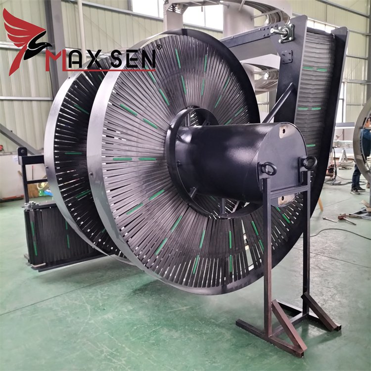 Spiral Conveyor System with Guide and Cleats Carbon Steel Frame