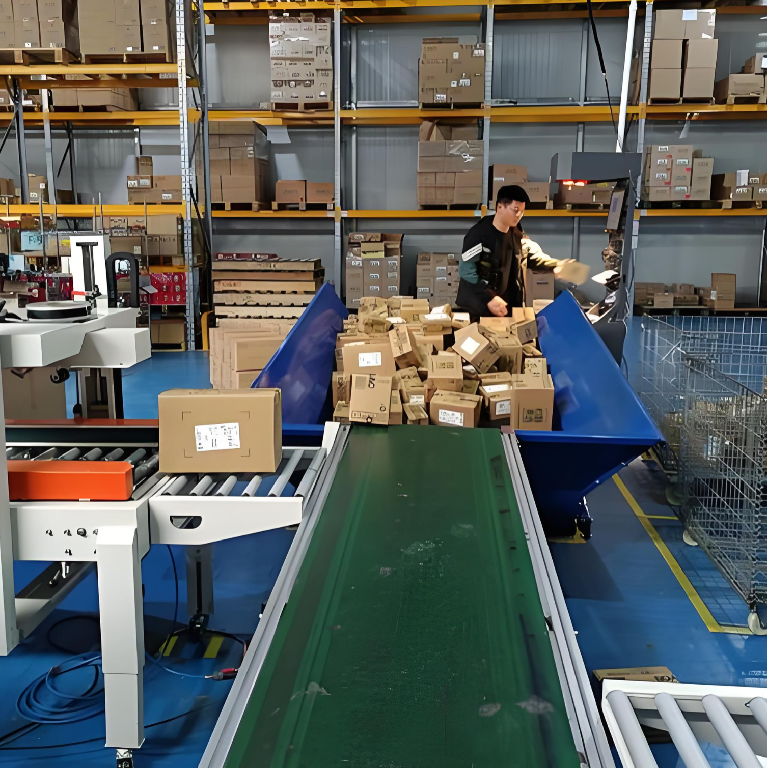 Modular Belt Conveyor System with Plc Control for Warehouse Automation Project