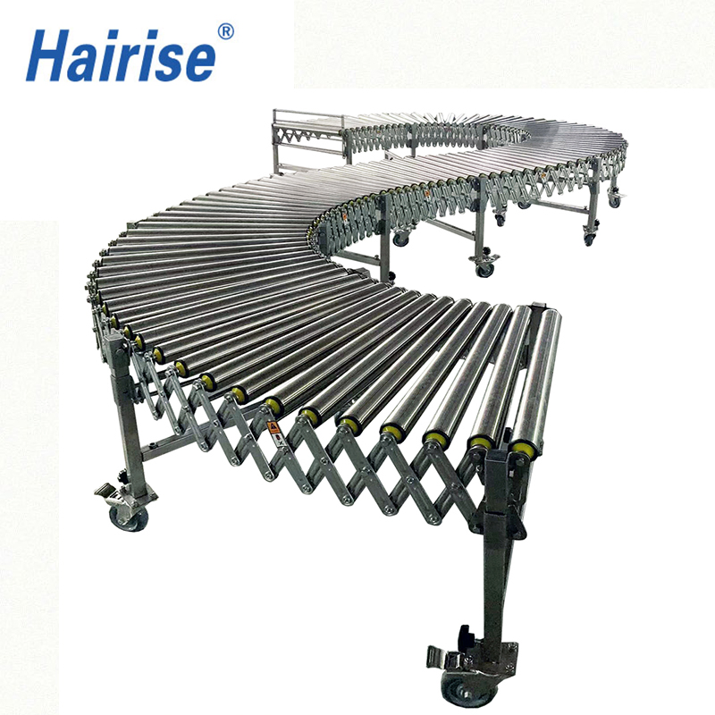 Poly-V Belt Driven Roller Conveyor Flexible Expandable Roller Conveyor Transportation Systems Stainless Steel Roller Belt Truck Unloading