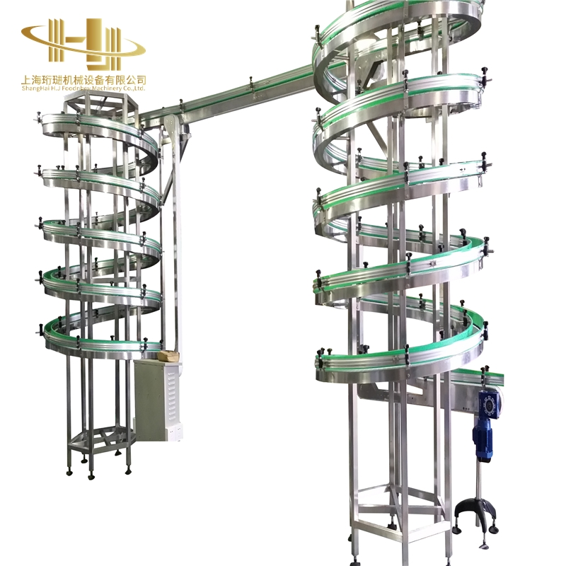High Efficiency Spiral Cooling Conveyor System with Durable Conveyor Chain for Bottled Water Packaging Line