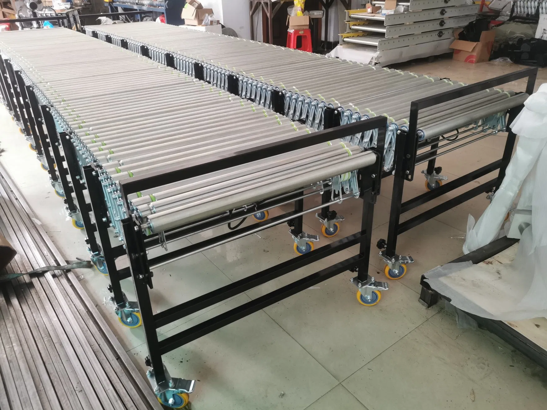 Motorized Flexible Expandable Galvanized Steel Roller Conveyor System