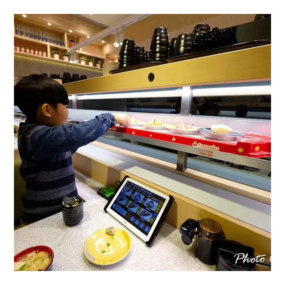 Smart Sushi Train Automated Food Delivery System AI-Powered Sushi Conveyor Food Serving Train