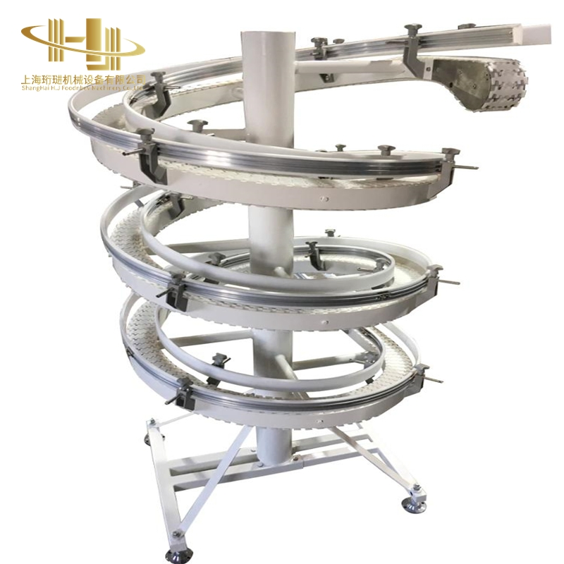 High Efficiency Spiral Cooling Conveyor System with Durable Conveyor Chain for Bottled Water Packaging Line
