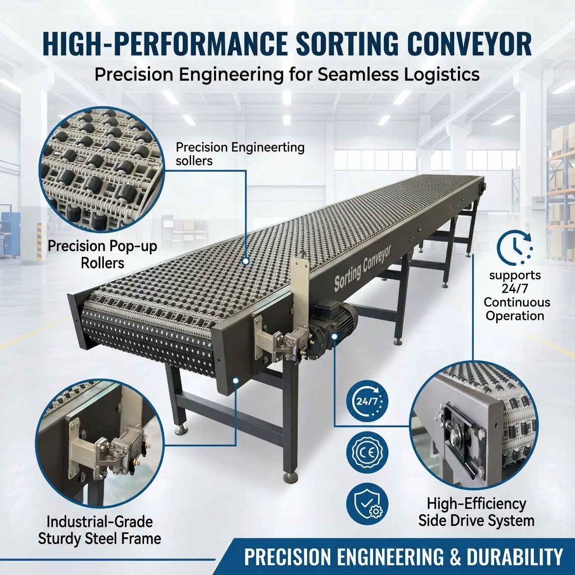 High-Speed Automatic Sorting Conveyor for Logistics Warehouse