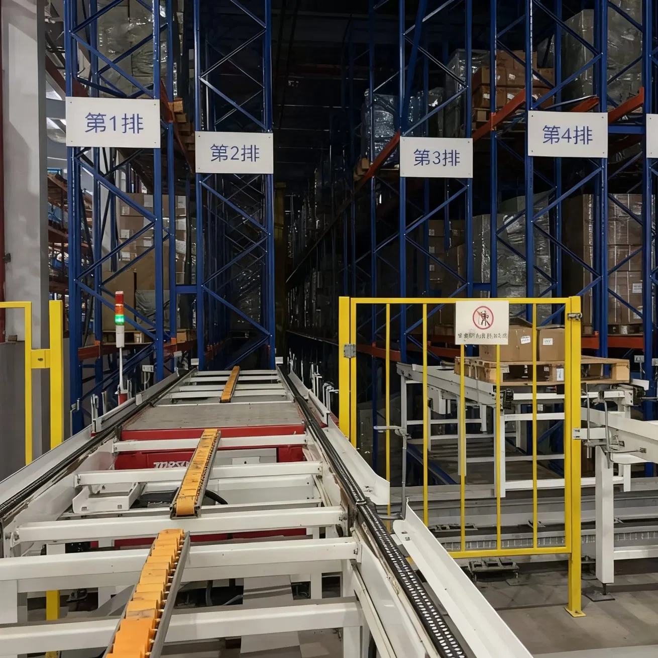 High Bay as/RS Warehouse System with Pallet Conveyor and Rgv