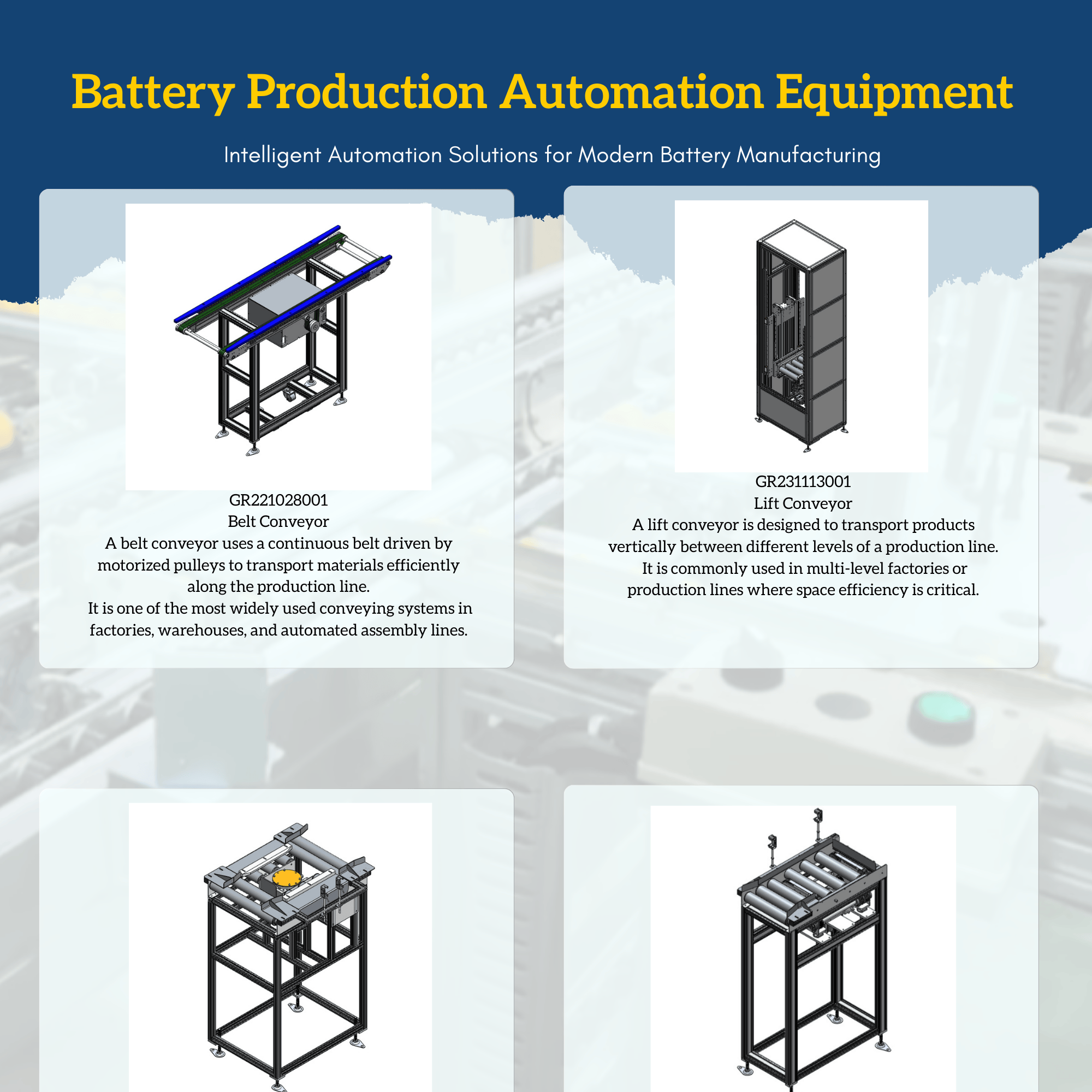 High Load Stainless Steel Belt Conveyor for Battery Cell Production Line with AI Process Control and Modular Design Automation