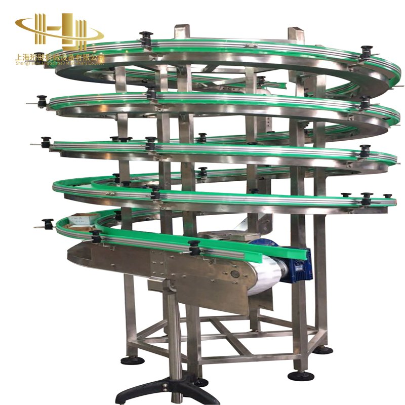 High Efficiency Spiral Cooling Conveyor System with Durable Conveyor Chain for Bottled Water Packaging Line