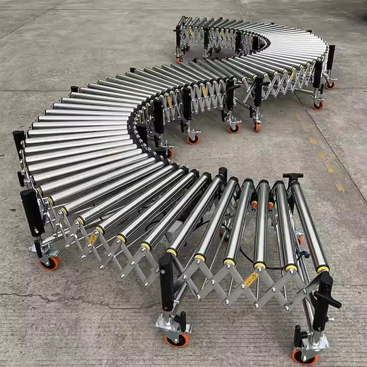 Box Transfer Conveyor Load Powered Chain Heavy Systems Stainless Steel Hollow Expandable Flexible Roller Conveyors