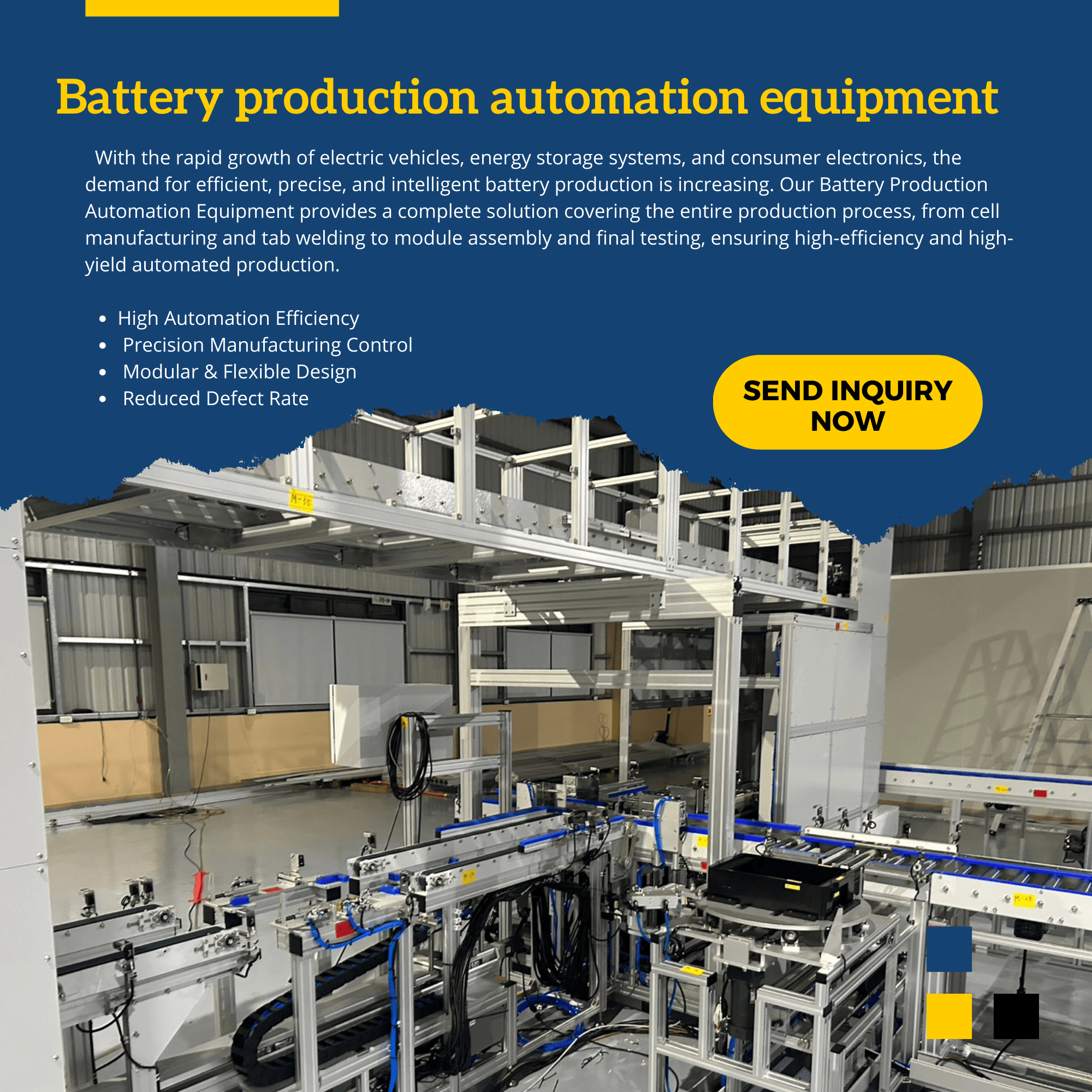 High Load Stainless Steel Belt Conveyor for Battery Cell Production Line with AI Process Control and Modular Design Automation