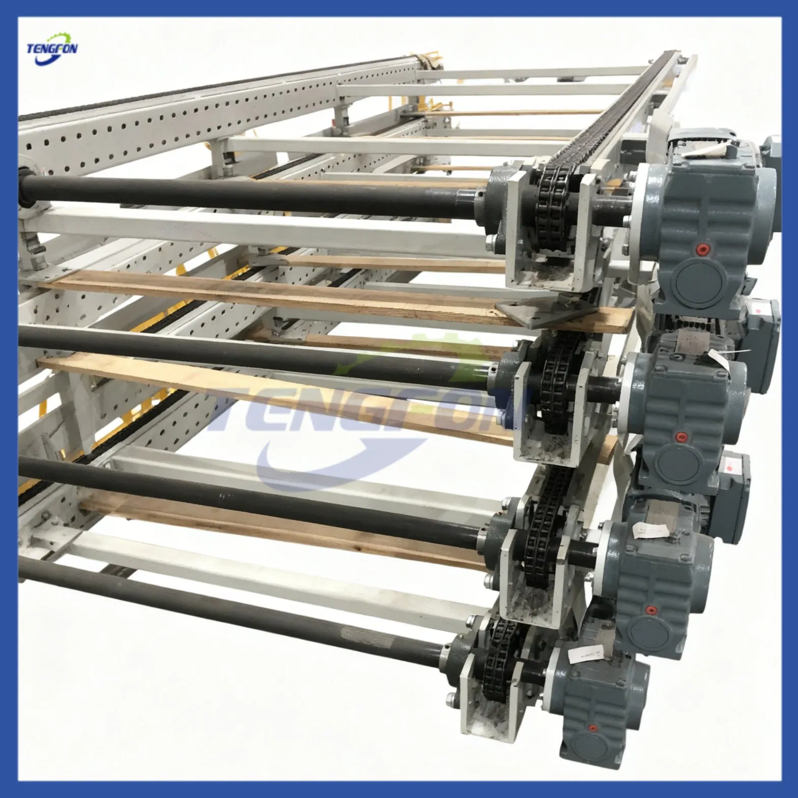 Automated Depalletizing Conveyor System for Warehouse with Roller &amp; Belt Transfer Line