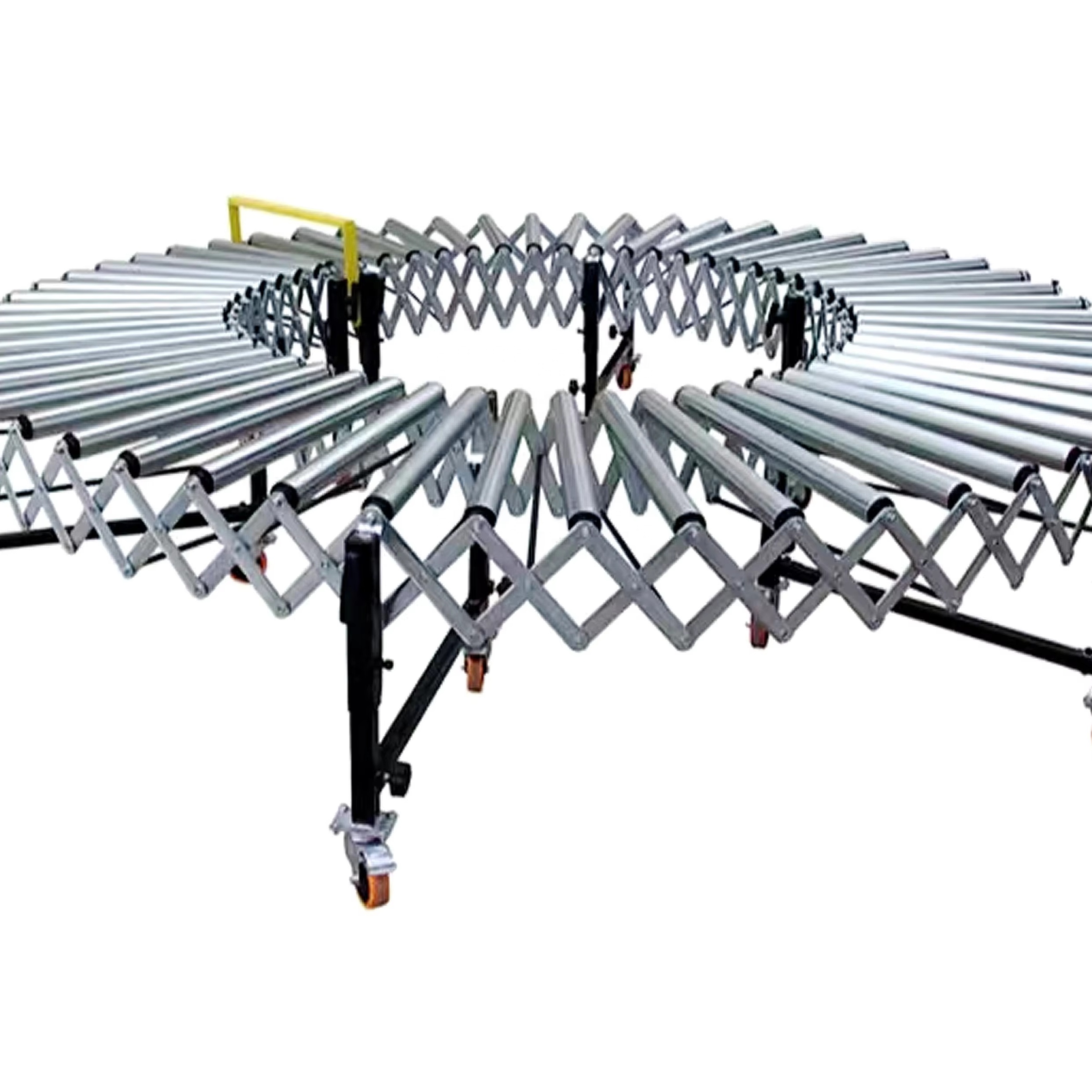 Industrial Heavy-duty Adjustable Speed Rubber Loaded Roller Conveyor Is Used In Factory Warehouses And Work Assembly Lines.