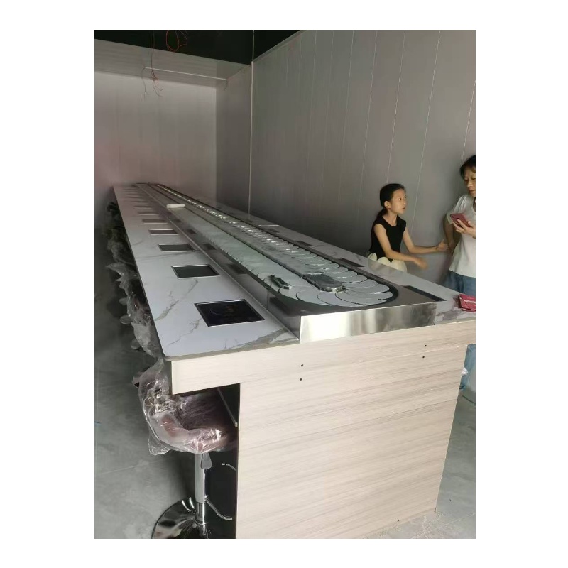 Hot Pot Auto-Rotating Food Conveyor Electric Sushi Conveyor Belt Track Smart AI Sushi Train Conveyor