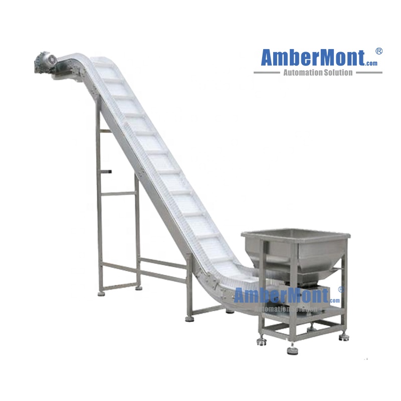 OEM Customized Oblique PP POM Food Grade Modular Belt Conveyor System With Vibration Feeder