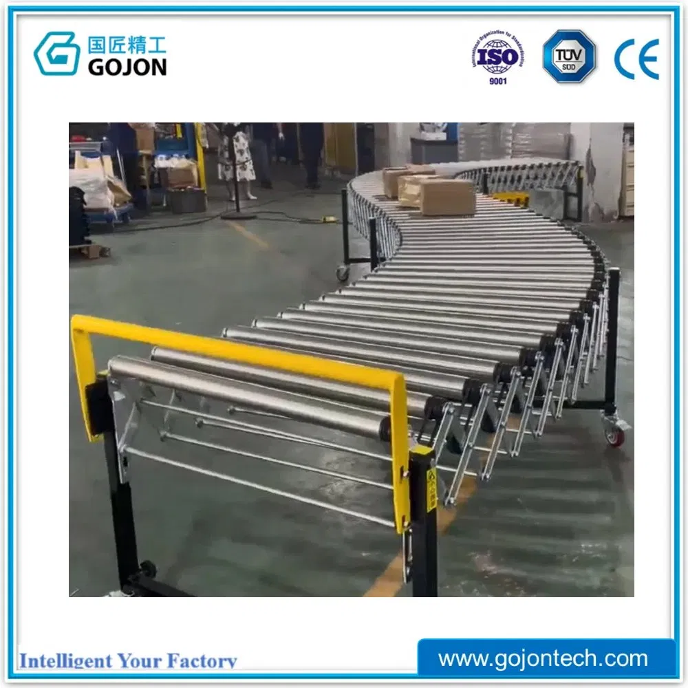 Adjustable Length Flexible Warehouse Loading Dock Unloading Logistics Sorting Expandable Durable Carbon Steel Drum Roll Industrial Telescopic Conveyor
