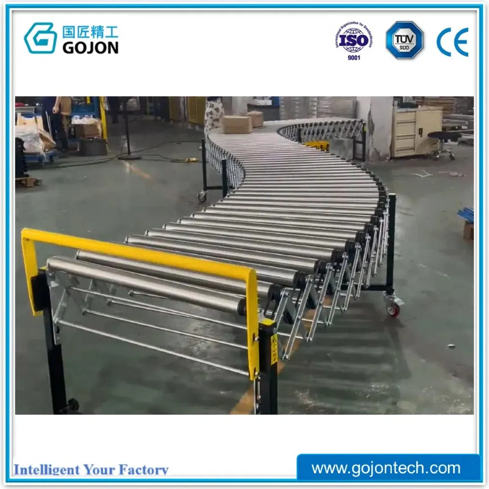 Adjustable Length Flexible Warehouse Loading Dock Unloading Logistics Sorting Expandable Durable Carbon Steel Drum Roll Industrial Telescopic Conveyor