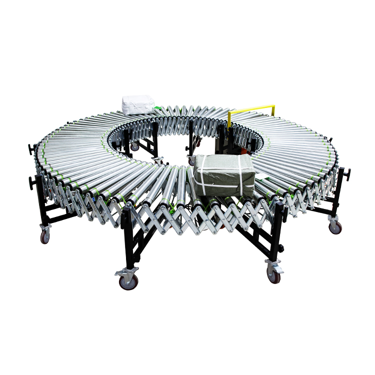 Liangzo Carbon Steel Flexible O Line Expandable Roller Conveyor for Trunk Unloading