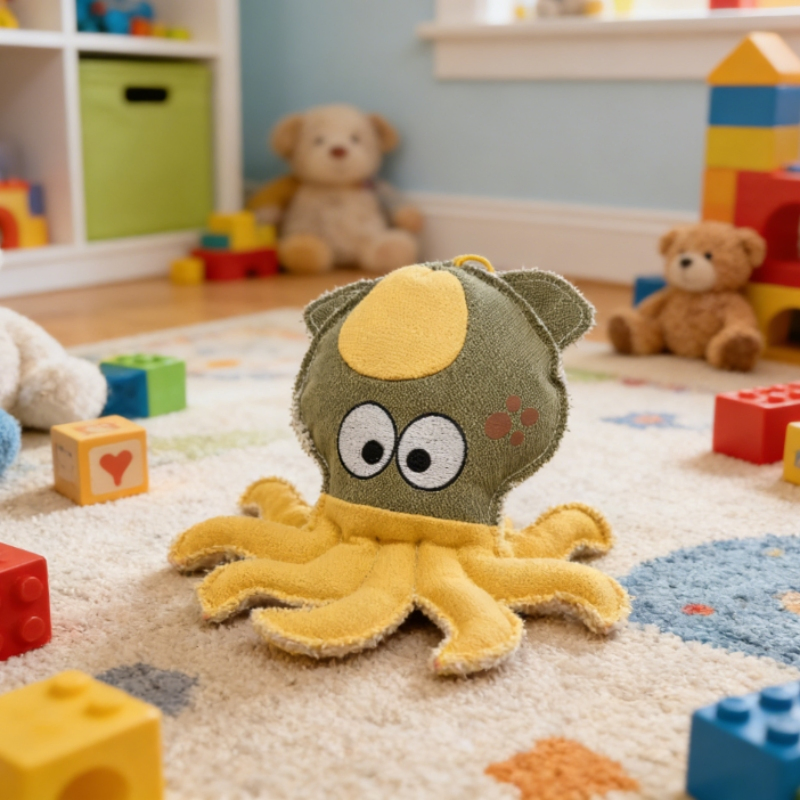 Eco Friendly Recycled Canvas Octopus Dog Toy Supporting Sustainable Pet Ownership Practices