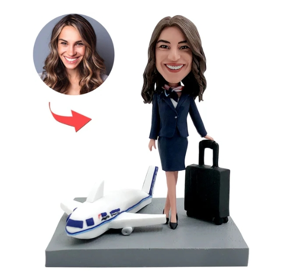 Custom Airline Stewardess Bobble Head Personalized 3D Figurine From Photo