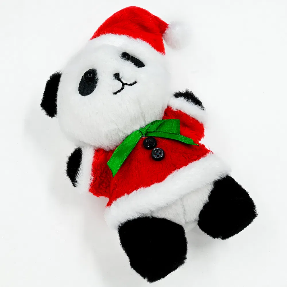Eco-Friendly Recycled Polyester Sustainable Design Custom Christmas Panda Decorations Plush Toy Customised Effective Christmas Plush Panda Keychain