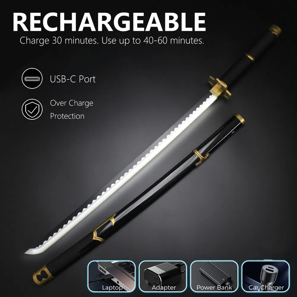 41 Inches LED Cosplay Sword One Piece Roronoa Zoro Swords Yubashiri Anime Samurai Props