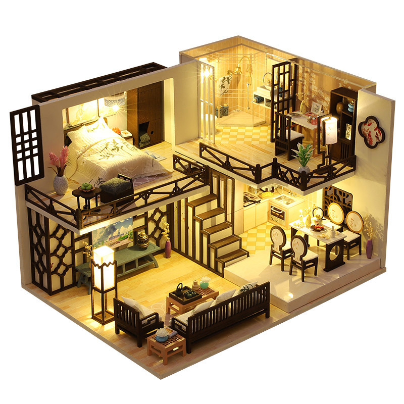 3D Trendy Wooden Educational Toys Outdoor Miniature Doll House