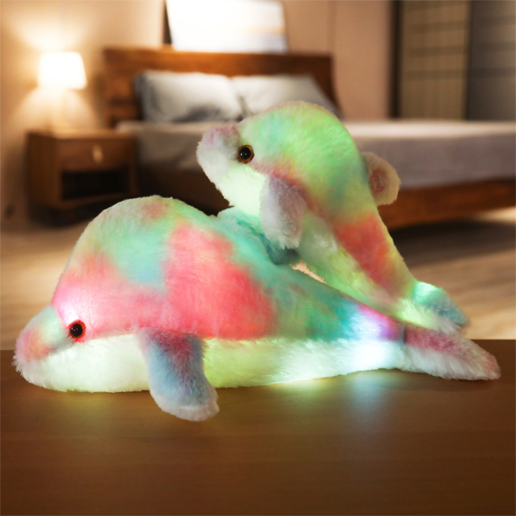 Wholesale Luminous LED Light Glow in Dark Animal Dolphins Plush Pillow