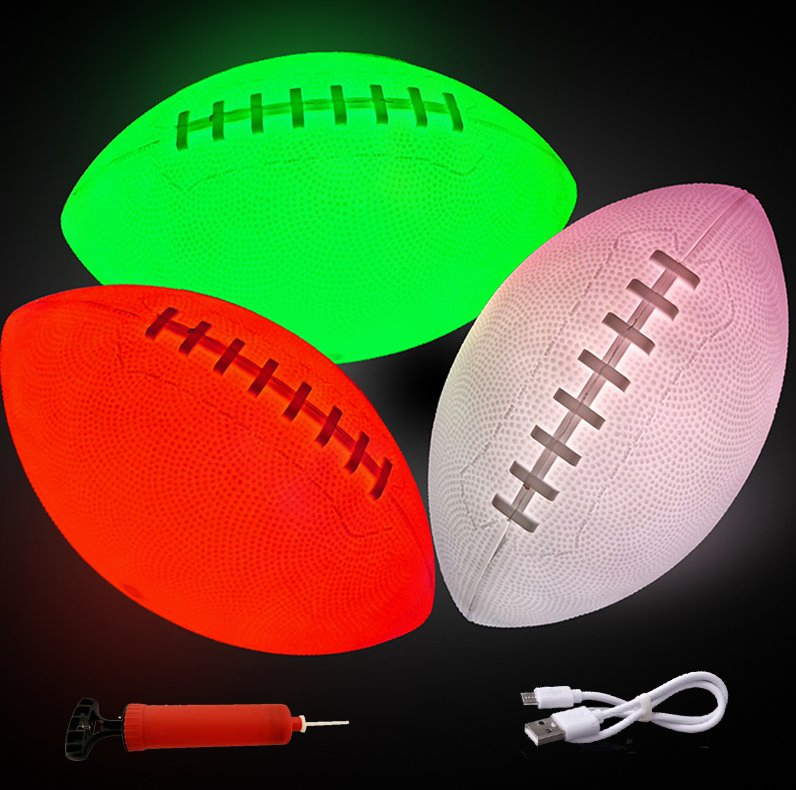 Glow in The Dark Football Light up Rechargeable LED Ball for Kids &amp; Adults, Outdoor Sports, Beach, Camping, Fun Night Game, USB Kids Toys