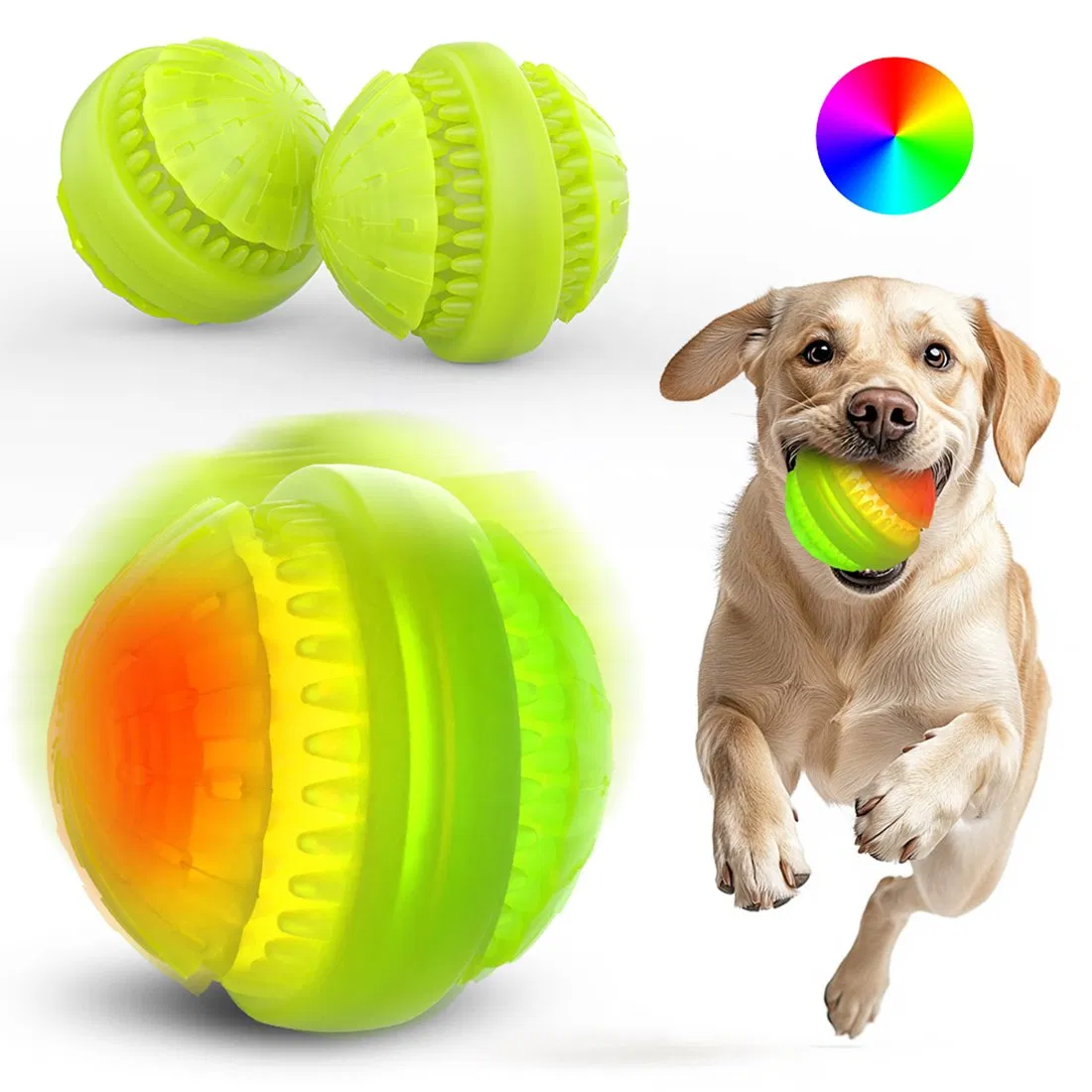 New Arrival Pet Interactive Durable LED Light up Silicon Dog Chew Toy Ball Halloween Glow in The Dark Puppy Toy Ball