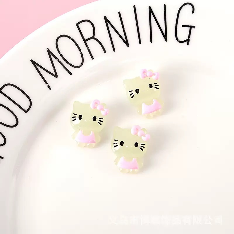 New My Melody Kt Cat Cartoon DIY Cream Glue Phone Case, Pencil Box &amp; Hair Clip Kit with Glow-in-The-Dark Resin Accessories
