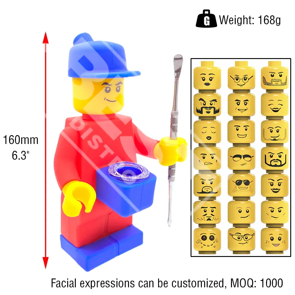 Bestdistro New Design Wholesale Silicone Lego Minifigures Design Glass Silicone DAB Rig Pipe Smoking Water Pipe Smoking Accessories
