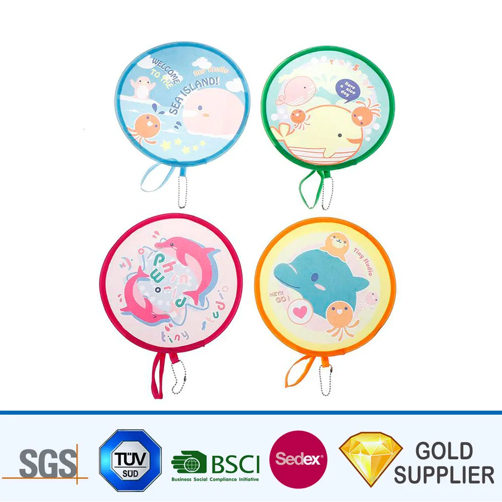 High Quality Custom Promotional Round Printed Logo Folded Mini Frisbee Fan Ultimate Outdoor Game Toy Kids Adults Plastic Frisbee Flying Disc for Sale