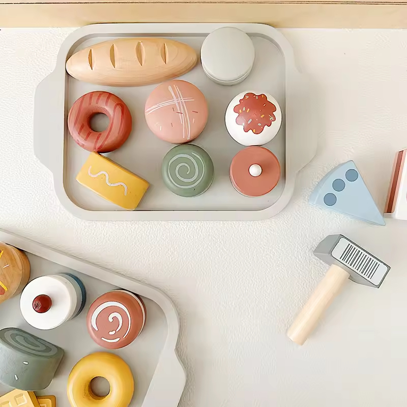 Sustainable Eco-Friendly Wooden Odorless Children's Game Dessert Set Combination Kids Wooden Kitchen Toy