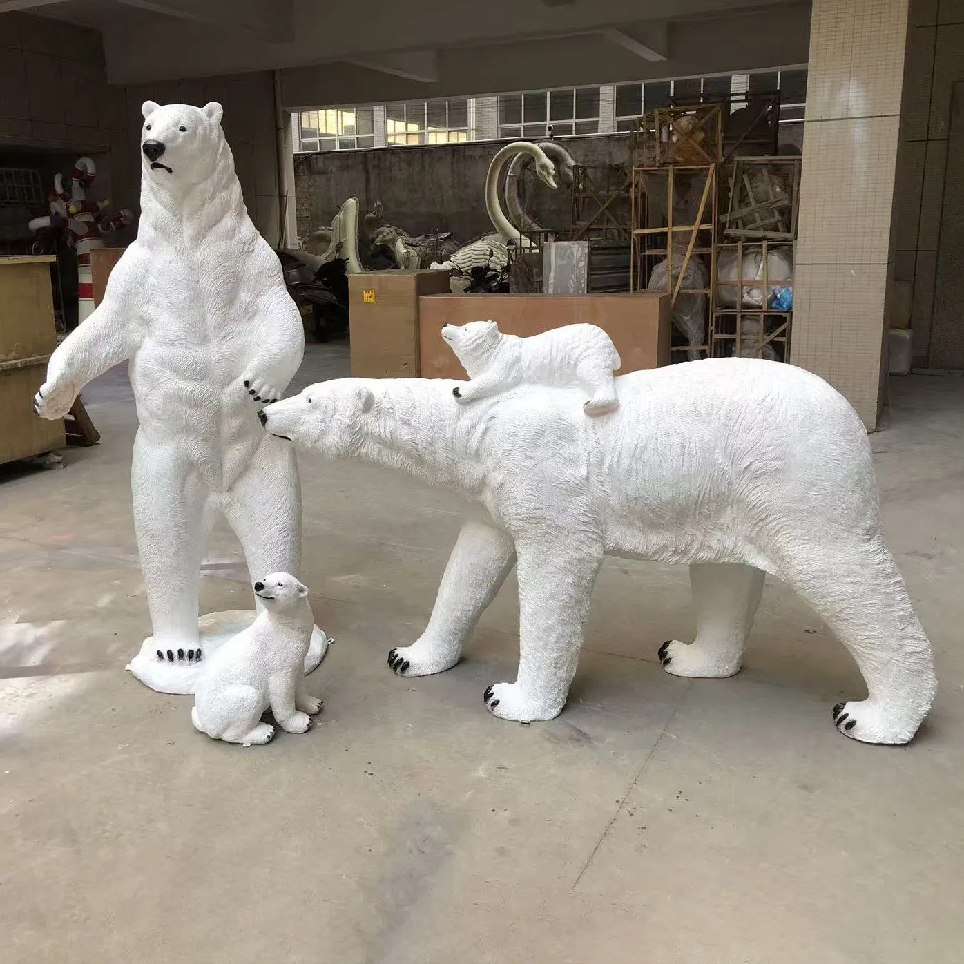 Rent Props White Family Fiberglass Polar Bear Statue Figurine Can Be Customized