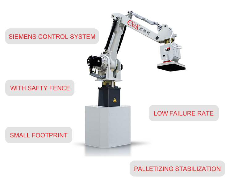 High Quality Industrial Automatic Robotic Arm Palletizing Machine for Cartons Bags Boxes