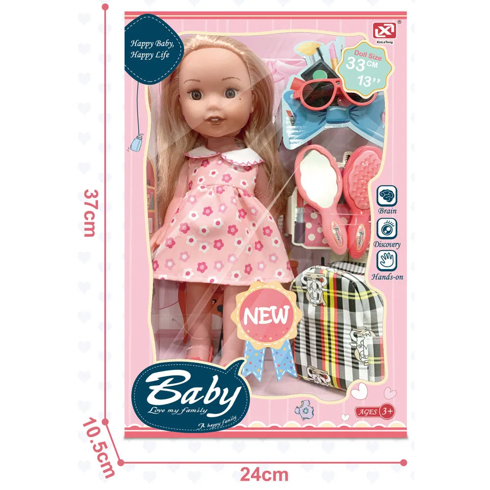Custom Girl Toy Princess Clothes Dresses up Schoolbag Sun Glasses Comb Mirror Accessories 13 Inch Silicone Vinvldollfor Girlsvinyl Doll