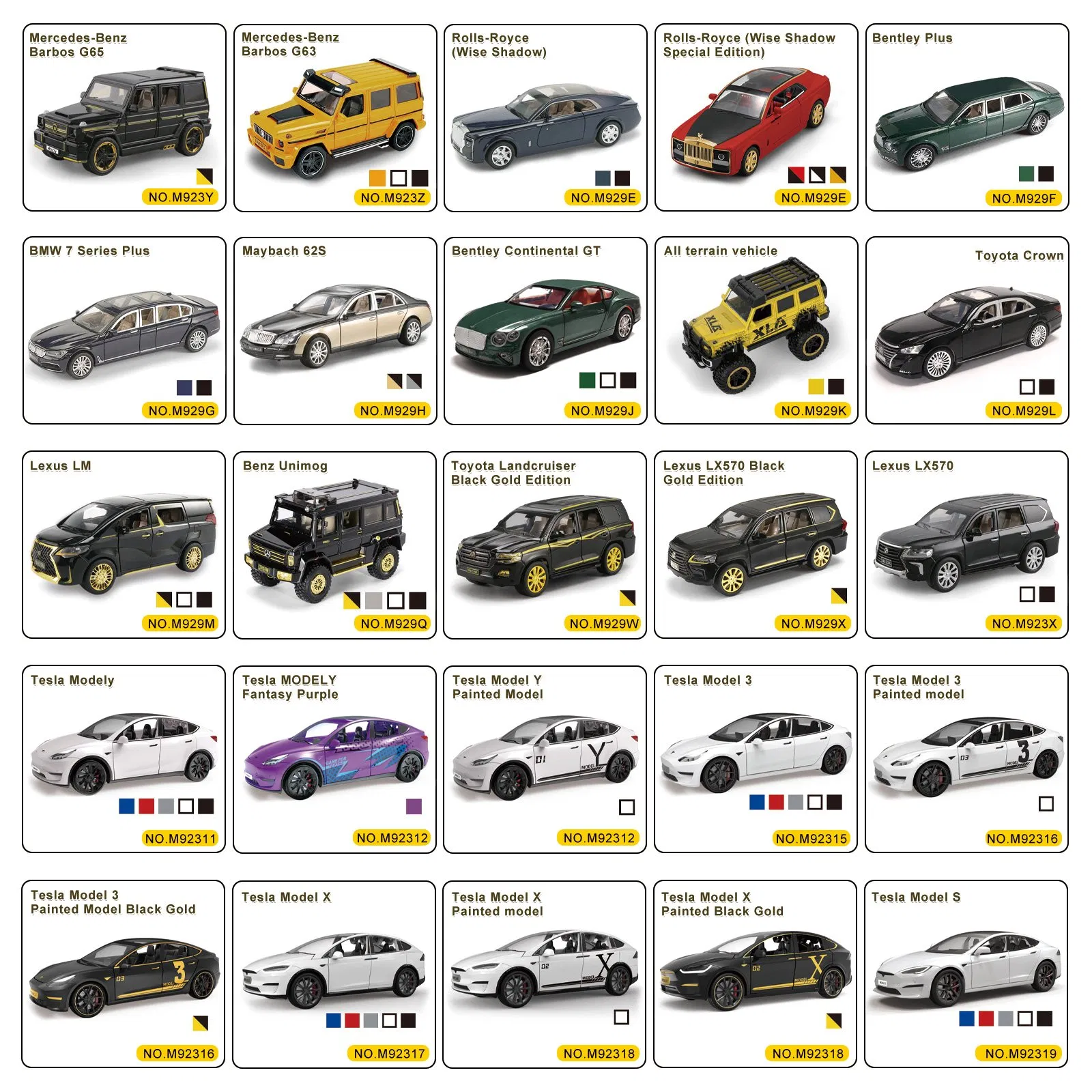 1: 18 1: 24 1: 36 Model Metal Car with Light and Sounds Die Cast Car Toys