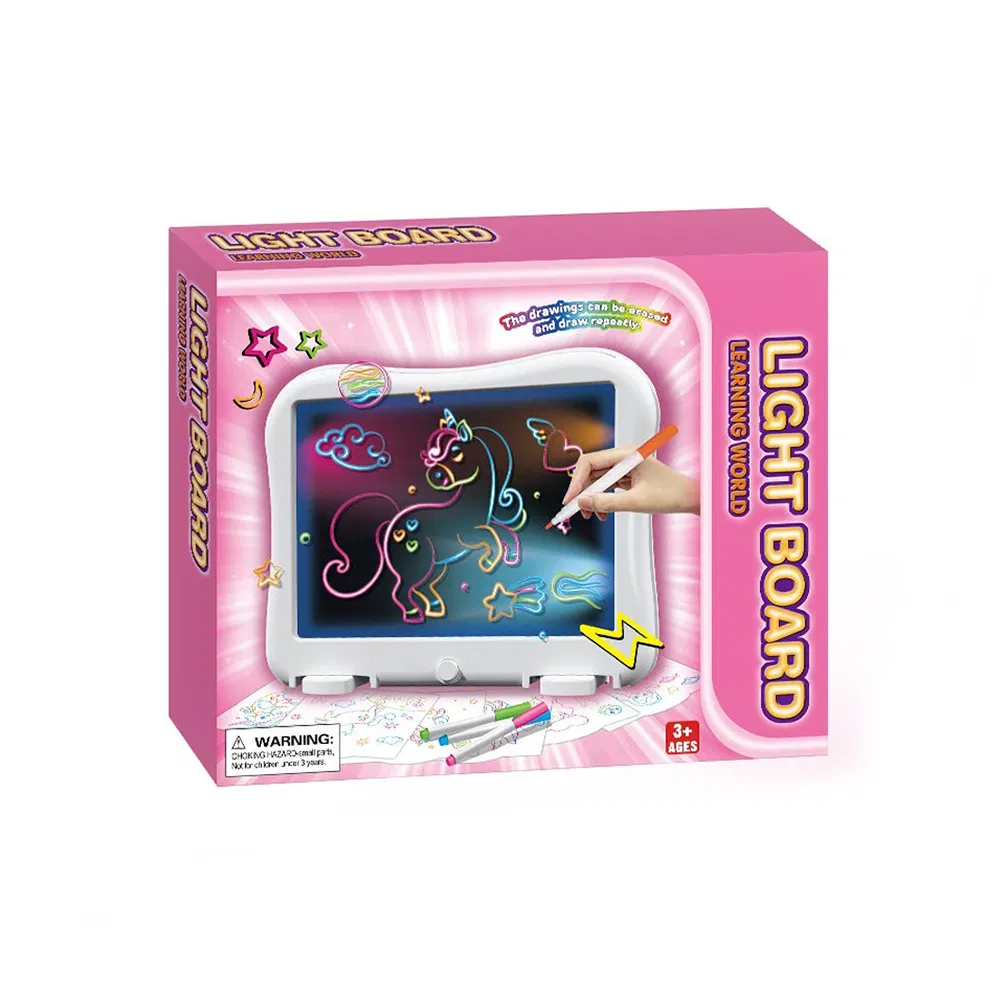 New Arrive High Quality Wholesale Kids Promotional Gift Magic Glow in Dark LED Drawing Board Illuminated Painting Pad Doodle Drawing Toys Set