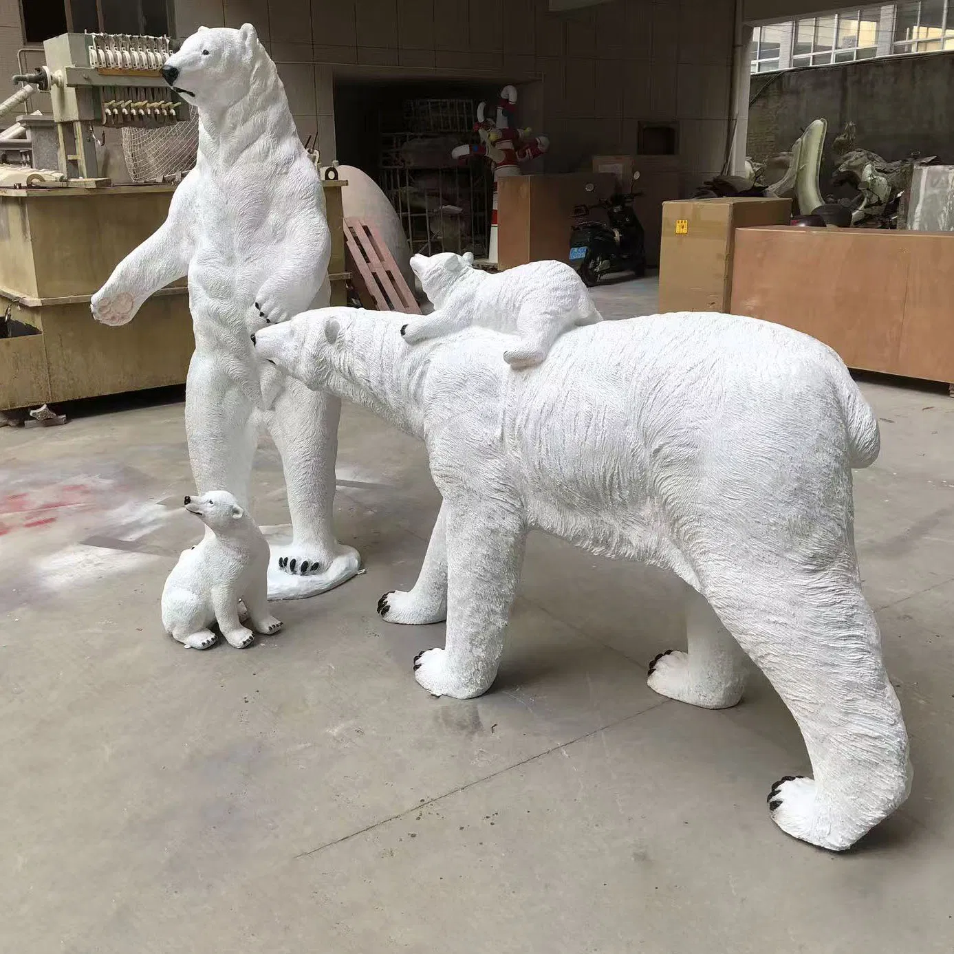 White Fiberglass Polar Bear Sculpture Statue Decor for Party Events Use