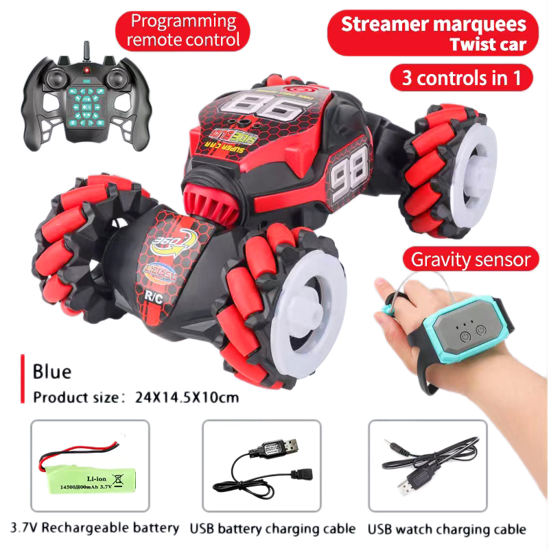 Wholesale Three Remote Control Integrated Electric Cool Light RC Stunt 360 Degrees Car Hand Gesture Sensing Remote Control Toy Drift RC Car