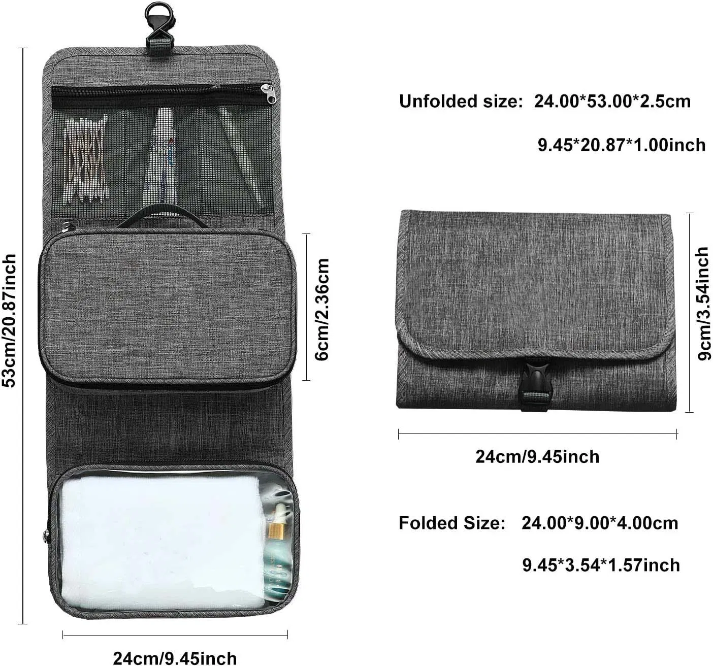 Portable Cosmetic Hanging Makeup Organizer Travel Toiletry Bag for Men/Women