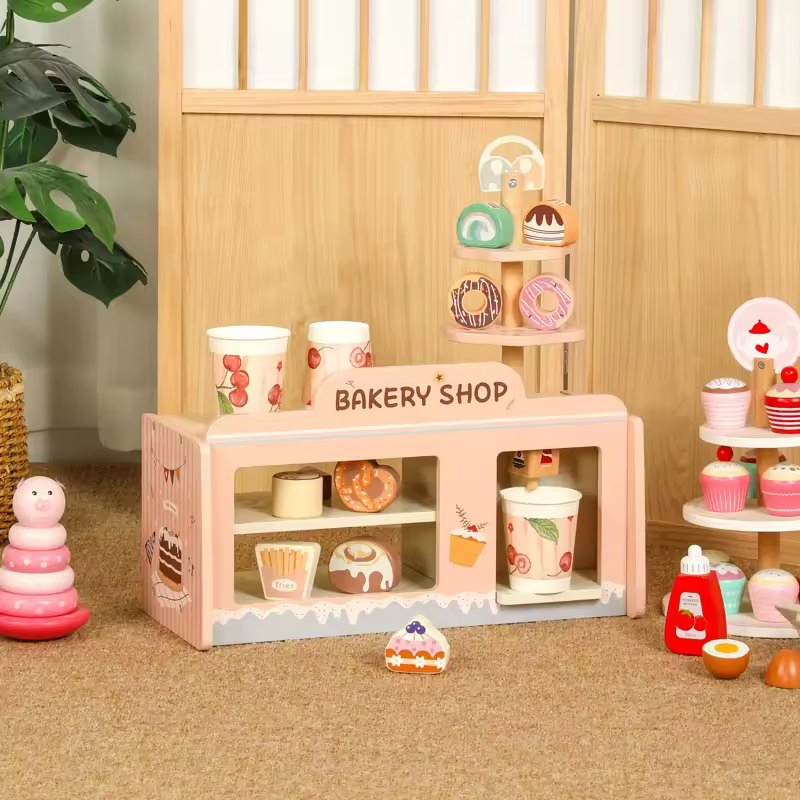 Eco-Friendly Wood Custom Baby Simulation Wood Educational Pretend Bread Kitchen Set Early Learning Toys