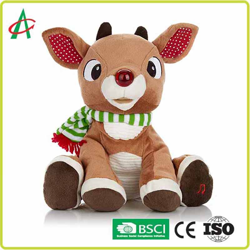 Factory Custom Baby First Christmas Gift Red-Nose Reindeer Plush Toys