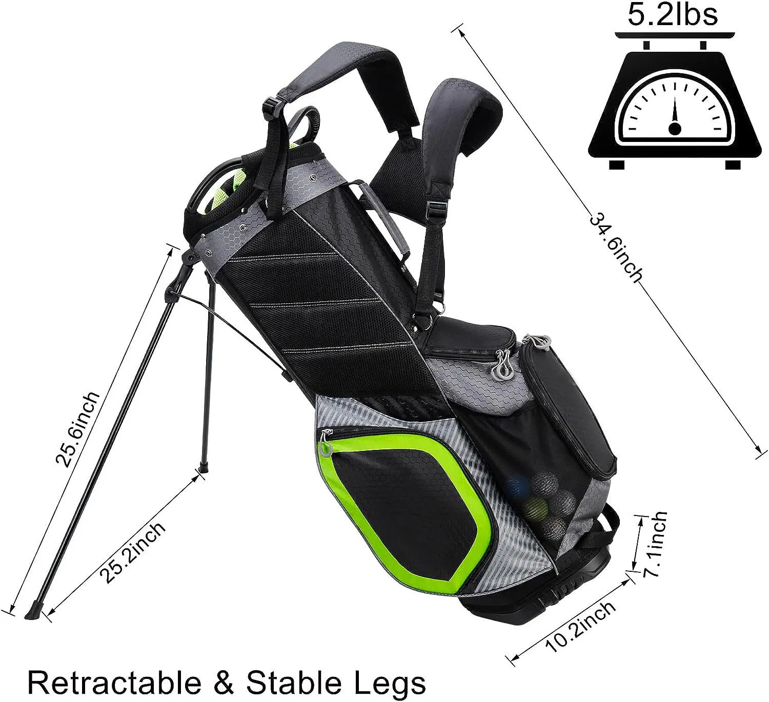 Golf Stand Bag with 7 Pockets