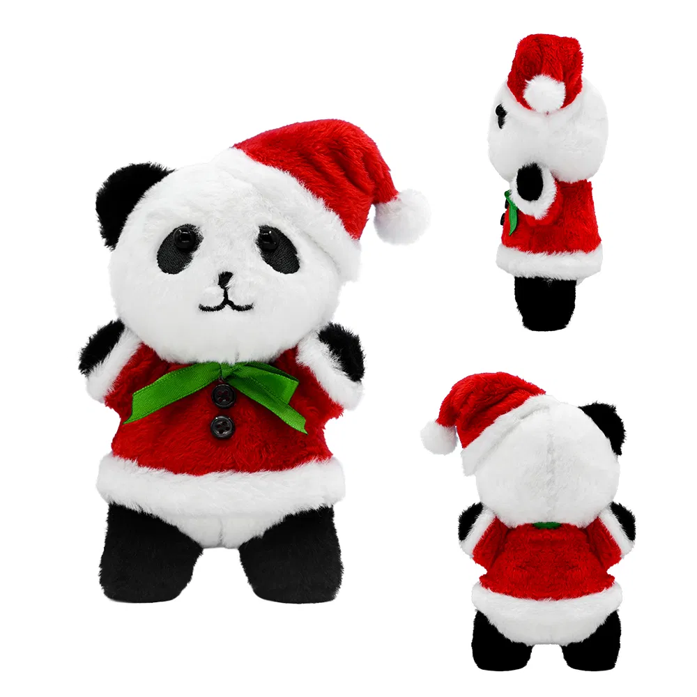 Eco-Friendly Recycled Polyester Sustainable Design Custom Christmas Panda Decorations Plush Toy Customised Effective Christmas Plush Panda Keychain